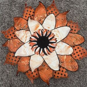 Handmade Layered Sunflower Wall Art in Orange & White